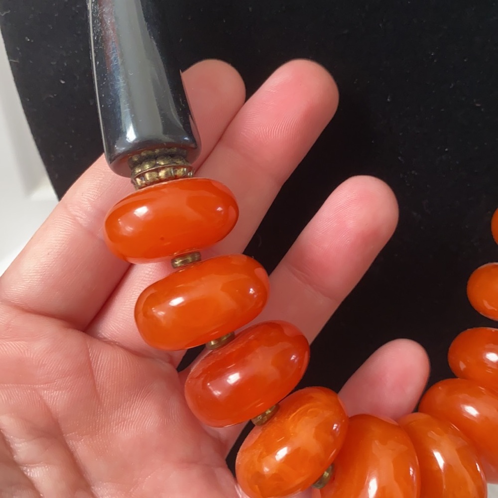 Beautiful Onyx And Orange Statement Necklace Nwot - image 4